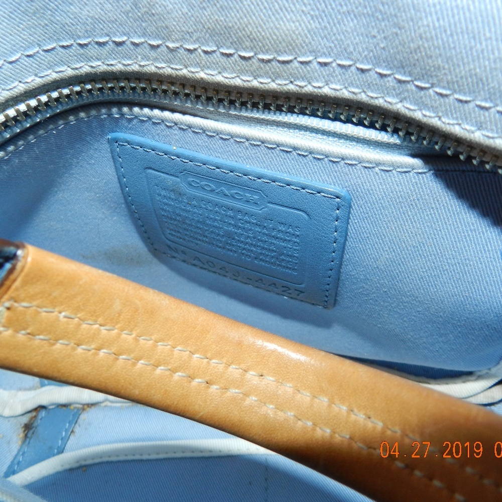 Coach Navy/Tan/White Short Handle Purse - Picture 3 of 5